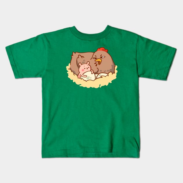 Bear chicken egg Kids T-Shirt by vooolatility